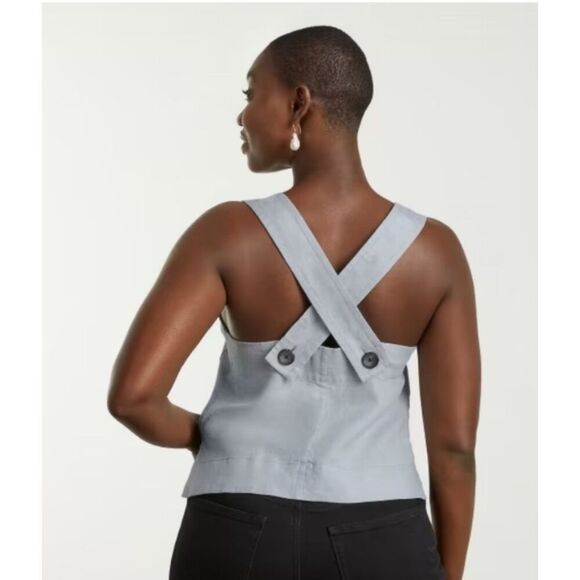Everlane The Apron Linen Tank Top Sky Blue Gray Size 2 - Picture 3 of 11